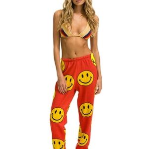 Aviator Nation Red Smiley Face Lounge Pants